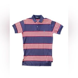 Ralph Lauren Polo with Red and White Stripes Purple Polo Shirt Size Small
